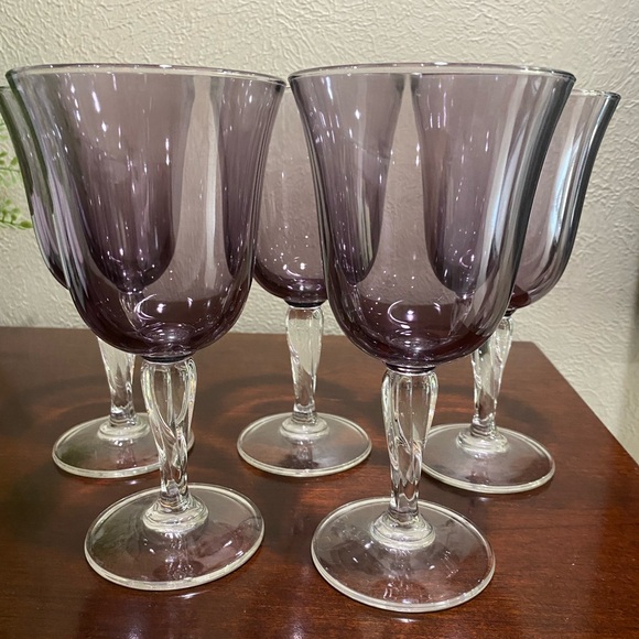 Cristal D’Argues Other - Set of 5, Vintage, Cristal D’Argues Durand Amethyst Goblets